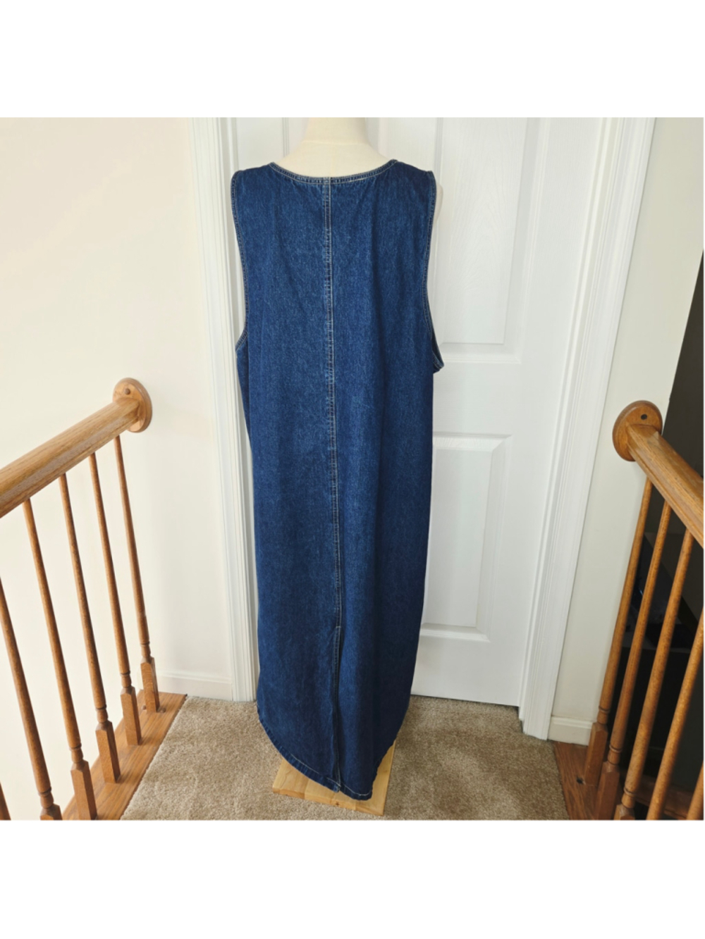 Sunshine Apparel Sleeveless Blue Denim Jumper American Flag Maxi Dress Plus 2X - Picture 3 of 10